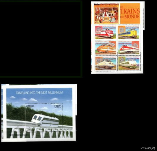 2 БЛОКА  - MNH локомотивы-поезда-транспорт