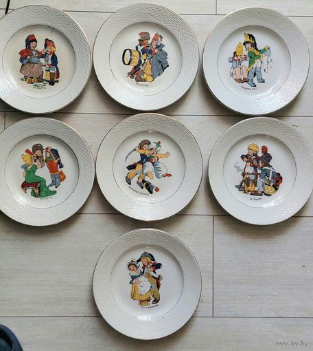 Тарелки коллекционные.Сервиз"Компания в Египте."Межвоенная Франция 7 штук.