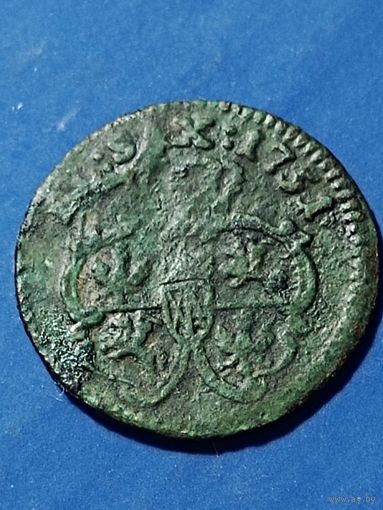 Польша 1 солид 1751 г.(Н) Август III, без мц.