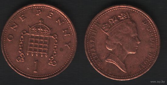 Великобритания _km935 1 пенни 1987 год (обращ) (_7