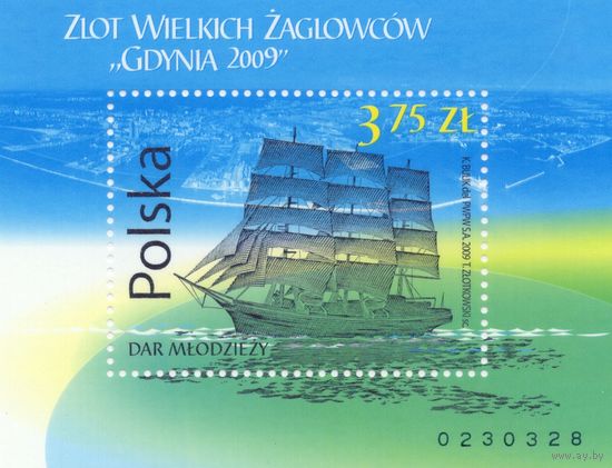 Польша 2009. Корабль. Парусник. Mi 4432. Блок 188
