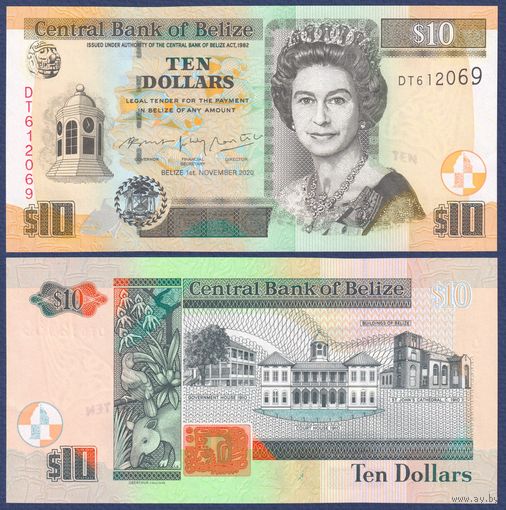 Белиз, 10 долларов 2020 г., P-68, UNC