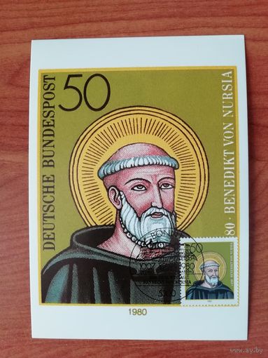 ФРГ 1980 Карт максимум марки "1500-летие святого Бенедикта Нурсийского" Mi. 1055