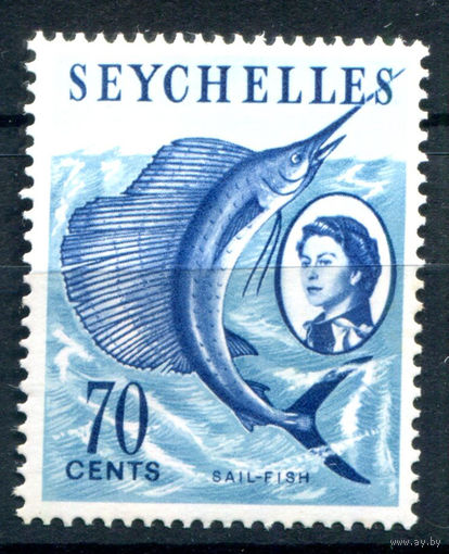 Британские колонии - Сейшелы - 1962/67г. - королева Елизавета II, ландшафты, рыба, 70 с - 1 марка - MNH [Mi 204]. #3-WB-80-A-1