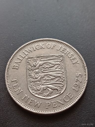 Джерси 10 новых пенсов 1975 г.