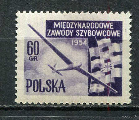 Польша - 1954 - Авиация 60Gr - [Mi.852] - 1 марка. MNH.  (Лот 48HT)-TG3P15