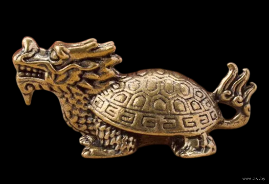 Статуэтка миниатюра Дракон-Черепаха Бронза