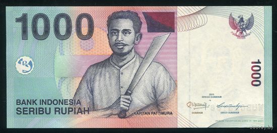 Индонезия 1000 рупий 2011 г. Р141k. Серия WUB. UNC