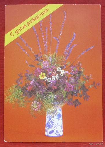 С днём рождения! Подписанная. 1988 года. Фото Шварца. 1157.