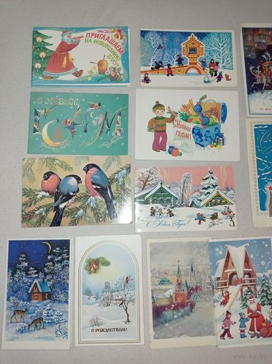Открытки СССР, С новым годом. Есть двойные. По 3 р
