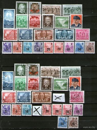 ГДР.ПОЧТИ ПОЛНЫЙ (без блока) КОМПЛЕКТ 1954г.ЧИСТЫЕ МАРКИ**(без наклеек и следов от них),дополнены гашеными марками!