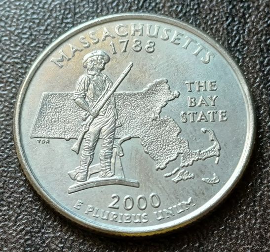 США 1/4 доллара, 2000 Квотер штата Массачусетс P ( 1-5-1 )