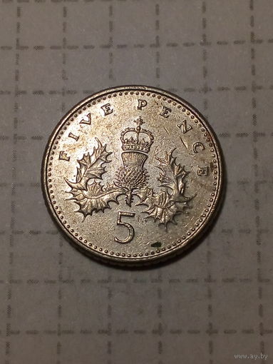 5 пенсов Великобритания 1990 год