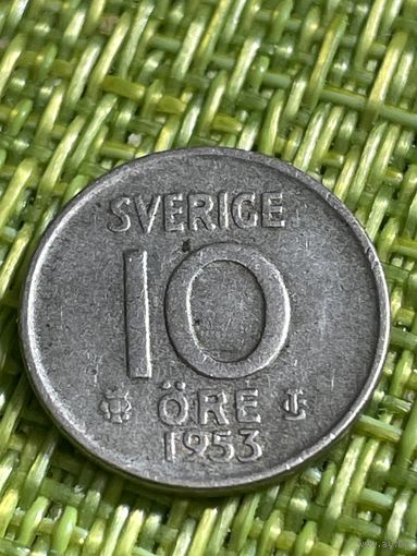Швеция 10 оре 1953 г ( Густав VI Адольф. Серебро )