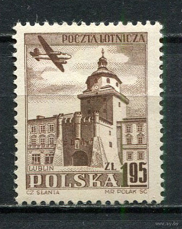 Польша - 1954 - Авиация и архитектура 1,95Zl - [Mi.860] - 1 марка. MNH.  (Лот 54HT)-TG3P15