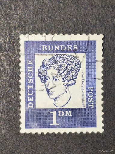 Германия 1961. Известные немцы. Баронесса Аннет фон Дросте-Хюльсхофф (1797-1848), поэтесса