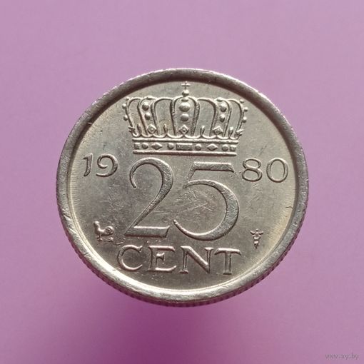 Нидерланды 25 центов 1980