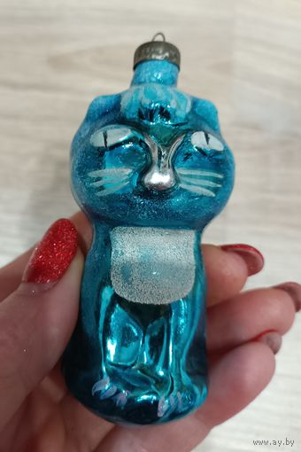 Елочные игрушки, стекло кот, кошка из набора Репка