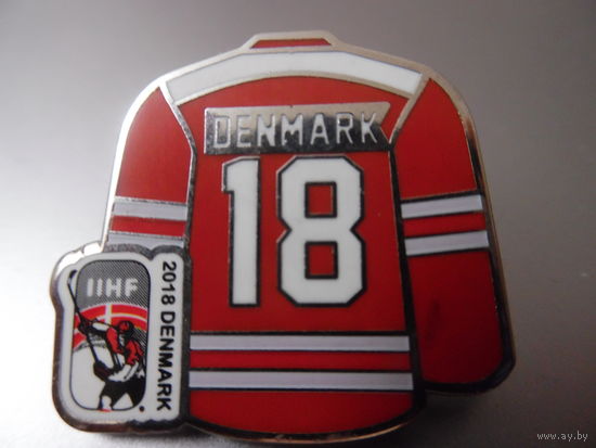 ОФИЦИАЛЬНЫЙ ЗНАЧОК С ЧМ-2018 ПО ХОККЕЮ В ДАНИИ.