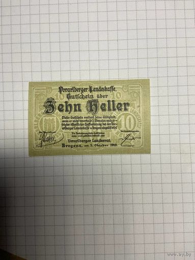 10 геллеров (нотгельды) Австрия.-2512-2