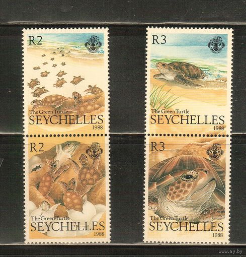 Сейшеллы-1988(Мих.657-660) , **   ,  Морская фауна, Черепахи(полная серия)