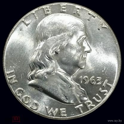50 центов 1963 США . Ярчайший Франклин! Серебро!
