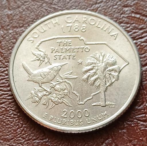 США 25 центов , D  2000 Квотер штата Южная Каролина    ( 2-2-7 )