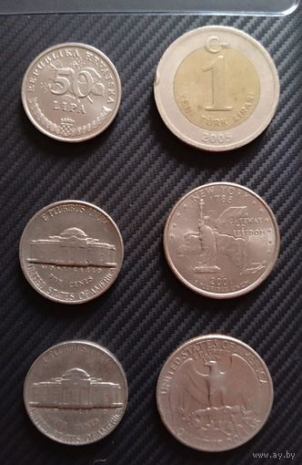 Лот монет разных.