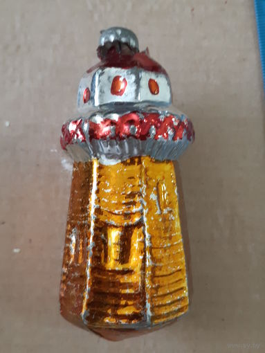 Ёлочная игрушка южный Маяк, стекло. СССР