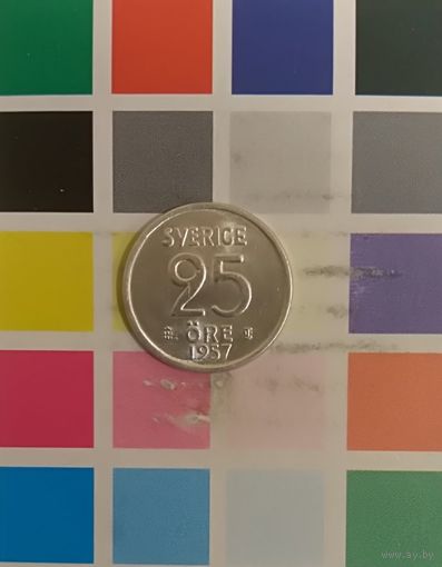 Швеция 25 эре 1957 Серебро