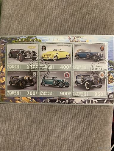 Габон 2017. Классические автомобили. Малый лист