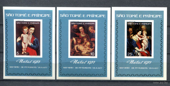 Сан Томе и Принсипи - 1977г. - Картины Рубенса. Рождество - полная серия, MNH [Mi bl. 4-6] - 3 блока