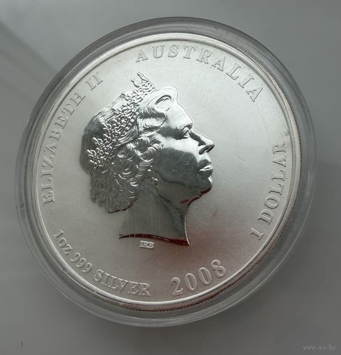 1 доллар 2009 г.   Елизавета 2.  ГОД МЫШИ.  СЕРЕБРО. 999 пробы   УНЦИЯ.