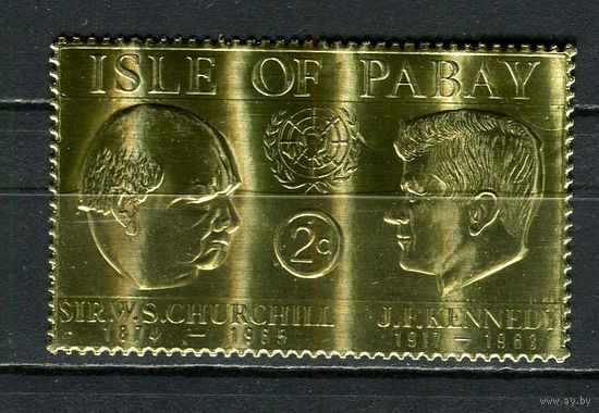 Шотландия (ISLE OF PABAY) - 1967 - Черчилль и Кеннеди 2P (GOLD) - 1 марка. MNH.  (Лот 60HW)-TG3P34