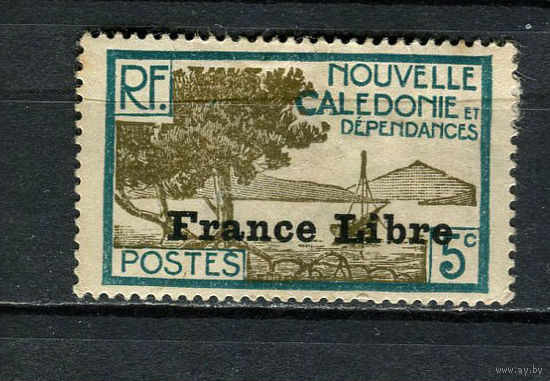 Французские колонии - Новая Каледония - 1941 - Надпечатка France Libre на 5С - (есть тонкое место) - [Mi.241] - 1 марка. MH.  (Лот 71CV)