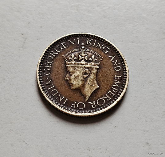 25 центов 1943г.,  Георг VI, Цейлон, лот ин-1,6