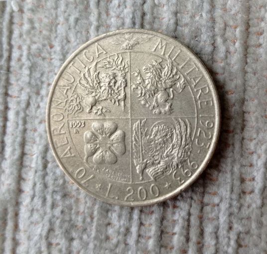 Werty71 Италия 200 лир 1993 70 лет военной авиации