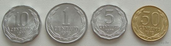 Чили. набор 4 монеты  1 5 10 50 сентаво 1975 - 1979 год   "Андский кондор"