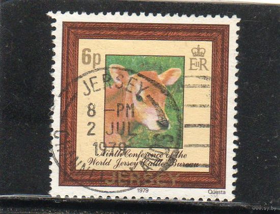 Джерси. Mi:JE 196.Джерсийский теленок (Bos primigenius taurus). Серия: 9-я конференция Всемирного бюро крупного рогатого скота Джерси .1979