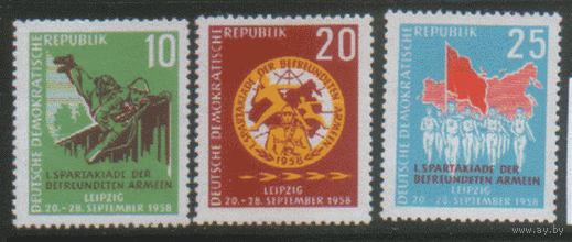 ГДР. М. 657/59. 1958. Спартакиада дружественных армий. ЧиСт.