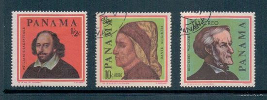 Панама 1966  Живопись Личности В.Шекспир, Данте Алигьери, Рихард Вагнер  Michel  868-870. Каталог 6,5 евро