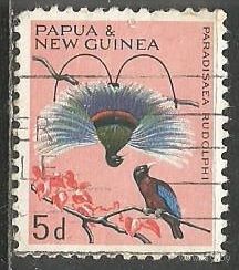 Папуа Новая-Гвинея. Синяя райская птица. 1964г. Mi#64.
