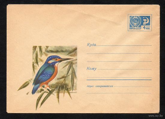 Художественный маркированный конверт СССР N 7056 (03.06.1970)  Зимородок