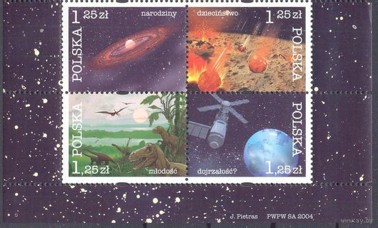 Польша 2004 Космос Земля планеты динозавр низ листа