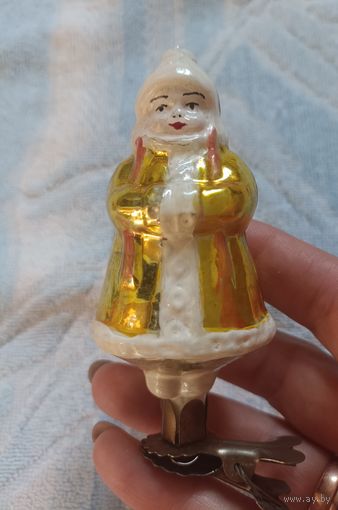 Елочные игрушки, стекло, снегурочка на прищепке