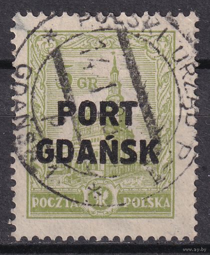 2.Pl. Польша. Порт Гданьск. Надпечатка. 5 Gr. 1926/27 гг. Mi.#15.