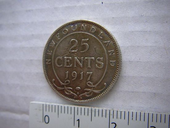 Ньюфаундленд. 25 центов. 1917 г. Георг V
