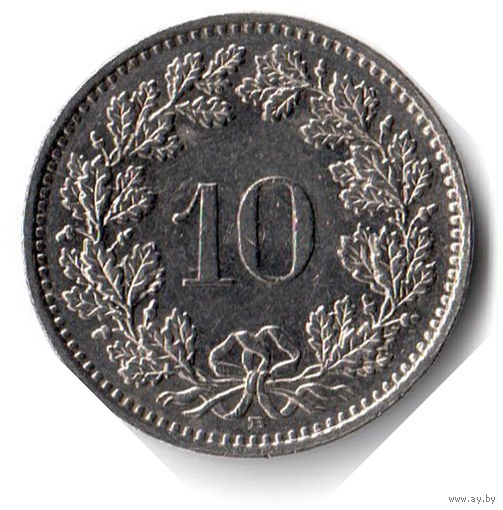 Швейцария. 10 раппенов. 1989 г.