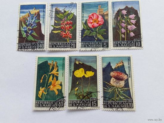 Марки Сан-Марино Цветы 1967 7 шт. - 5,00 руб