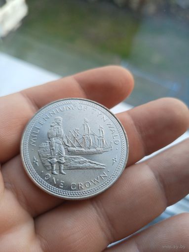 Монета. Великобритания. Остров Мэн. 1 крона 1979 год. 1000 лет Тинвальду. Ост-индский корабль.